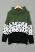 Turtleneck Splicing Chunky Knit Pullover Sweater